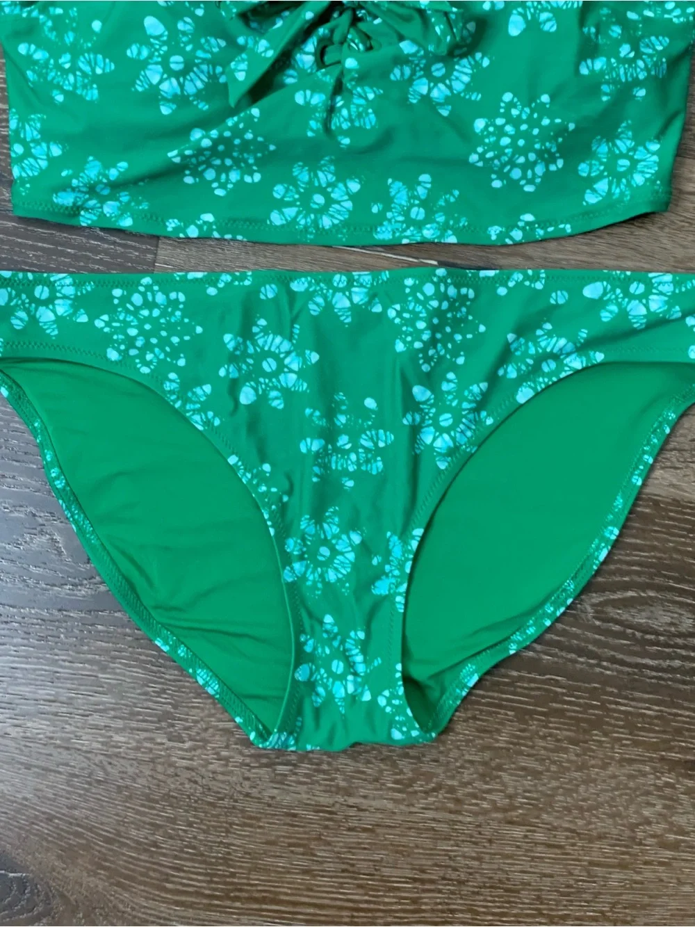 Aerie womens green printed scoop bikini set swimsuit L